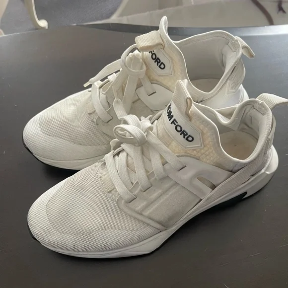 Tom Ford Shoes Tom Ford Jago Mens White Nylon Mesh Sneakers